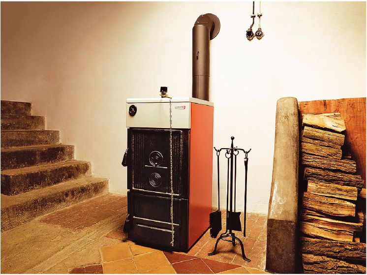 The pyrolysis boiler serves as a heat generator in a home heating system