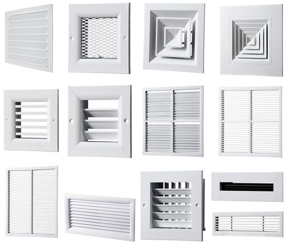 diferentes tipos de grades de ventilação