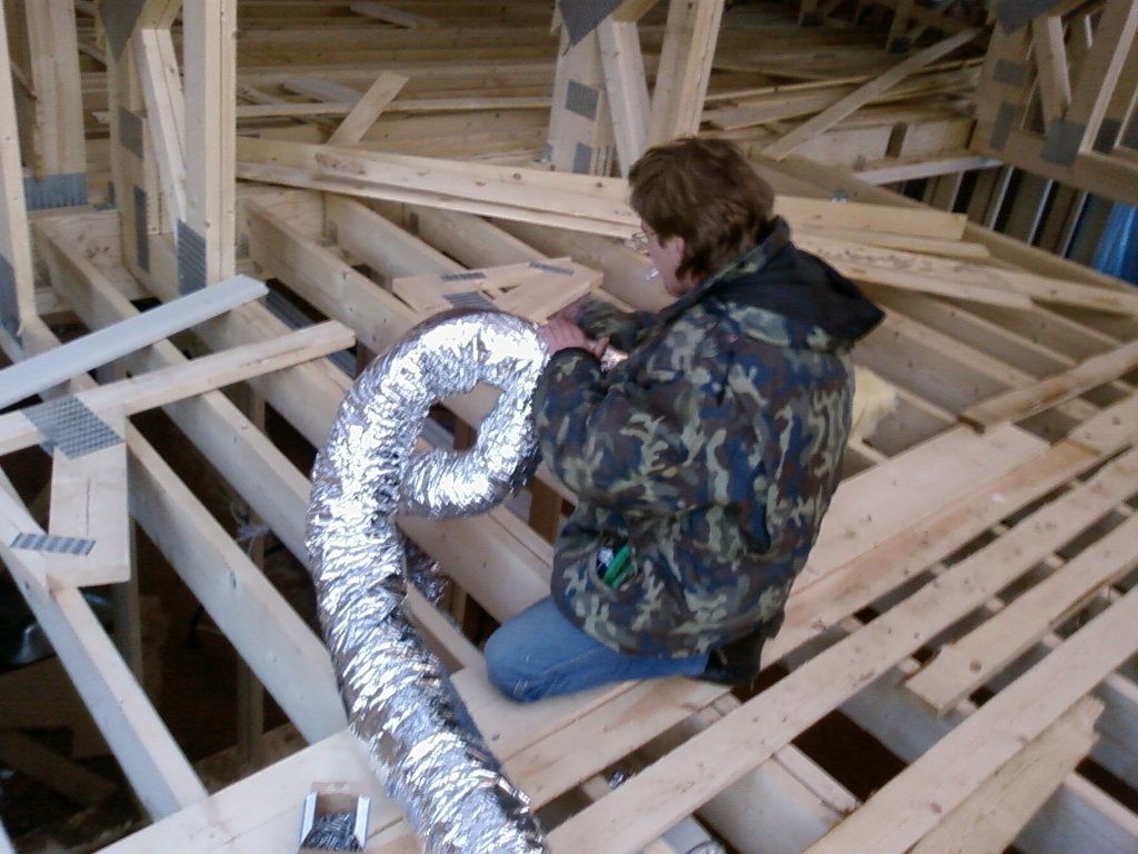 it is convenient to stretch pipes in the attic