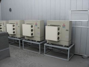 air conditioners on stands