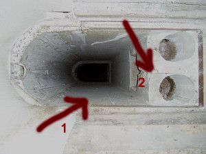 this is how the ventilation shaft looks from above: 1-common shaft, 2-satellites