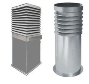 metal pipes for ventilation shafts of various cross-sections already with heads