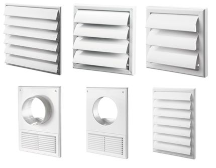 ventilation grilles with louvers and an outlet for a kitchen hood