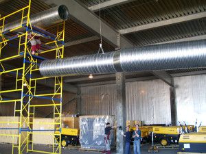 lifting of a section of circular air ducts